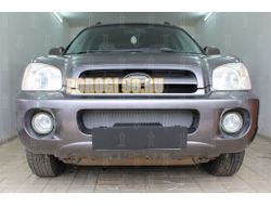 Защита радиатора Hyundai Santa Fe 2000-2006 chrome низ