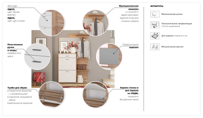 Прихожая Вито, белый, сонома