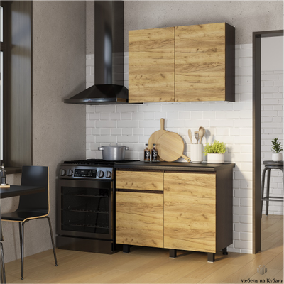 Лофт 1 м кухонный гарнитур Крафт/Венге столешница 38 мм черный мрамор