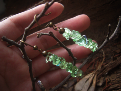 Летние серьги-хрусталики "Брызги лесного озера"