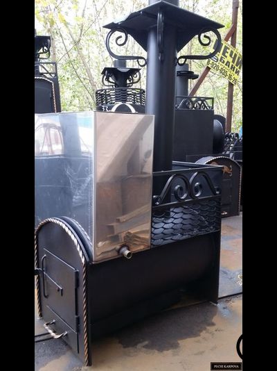 Дровяная банная печь ТАЙГА-1, открытая каменка. (+Бак 100 литров)