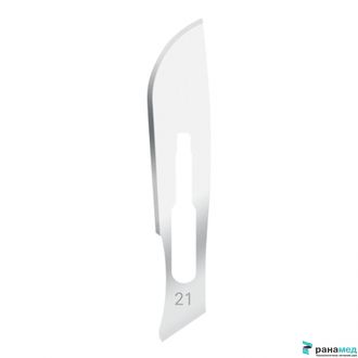 Лезвие для скальпеля канцелярского, макетного ножа, не стерильное №21, Хуаюин Медикал Инструментс Ко., Лтд, Китай серповидный, нержавеющая сталь, 100 шт.в уп.
