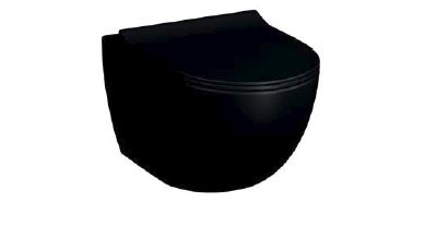 Безободковый подвесной унитаз Sento, матовый, черный, 7748B083-0101