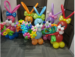 фигура "зайчик с бантиком и букетом"