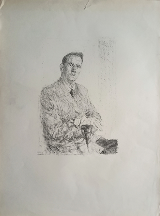 "В мастерской. Портрет" литография Шкурко В.П. 1960-е годы
