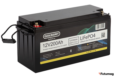 Литиевый тяговый аккумулятор Gelbert LiFePO4 (12V/200Ah/200А/2,400Wh) Bluetooth