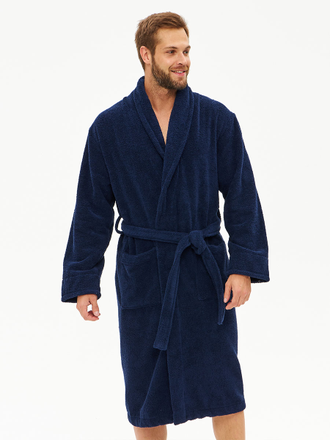 Мужской махровый халат синий SHEMIR