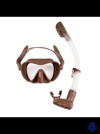 Маска для дайвинга с трубкой Scorpena комплект корич. (взрослый)