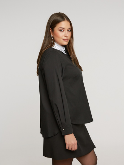 Рубашка с отсегивающимся воротом в черном и белом цвете