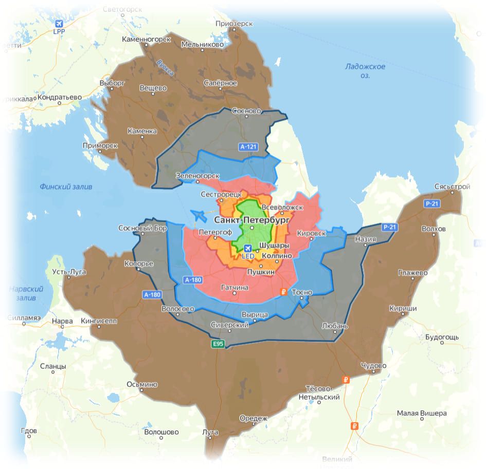 Территория доставки Нева-Салют