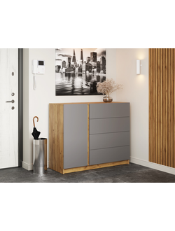 Бостон Комод КМ-001 ЛДСП Дуб Крафт золото/Серый Шифер