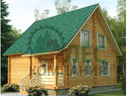 Полутораэтажный дом из бруса 8,2x8,6 с террасой