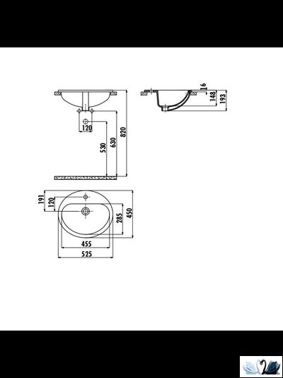 Раковина Creavit TP225 45 х 52 см, встраиваемая сверху, TP225-00CB00E-0000