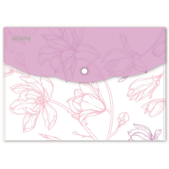 Папка конверт на кнопке А5, 180мкм, Flower Dreams ассорти, 6 шт.уп