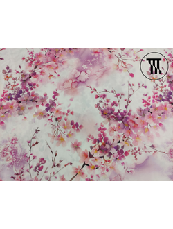 Бифлекс матовый, принт "Сакура на белом"