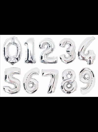 Цифра фольгированная с гелием Серебро 102 см