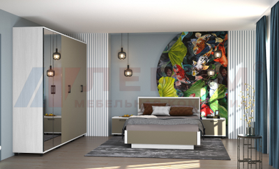 Композиция спальни ГРЕЙС корпус Снежный Ясень/фасад Латте Матовый