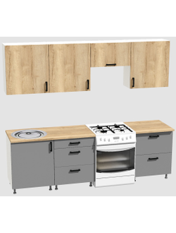 Кухня Эконом 1,8 метра (600х600х600) Цвет: Дуб Вотан/Базальт