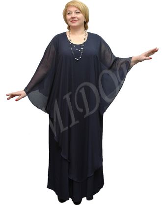 Нарядное длинное платье Арт. 2220 (Цвет темно-синий и еще 4 цвета) Размеры 58-84