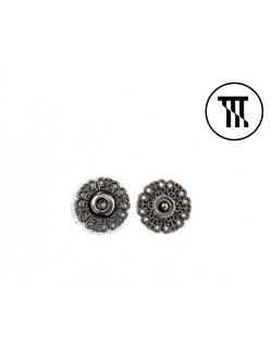 Кнопка ажурная пришивная, цв. Черный диаметр 25 мм