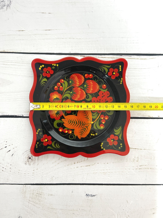 Тарелка Квадратная 160 мм поднос с росписью Хохлома