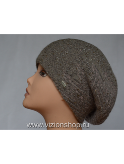 Орехово - розовый женский вязаный берет Vizio Италия 6509  фото