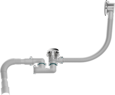 Сифон для ванны 1 1/2" х 40 регулир.,клик-клак перелив автомат,широкий грибок,хром,V512-18-MR [53915