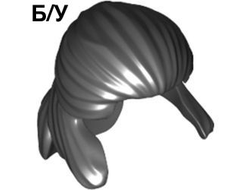 ! Б/У - Minifigure, Hair Pulled Back, Black (30410 / 6060815) - Б/У
