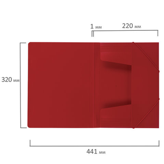 Папка на резинках BRAUBERG "Contract", красная, до 300 листов, 0,5 мм, бизнес-класс, 221798
