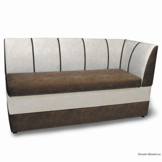 Кухонный ДИВАН "ФОРУМ-8" с боковой спинкой, Коричневый/Слоновая кость Правый