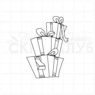 Штамп коробки с подарками гора подарков рисунок подарки