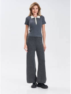 Футболка поло вязаная с коротким рукавом