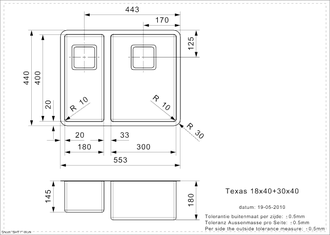 Мойка Reginox Texas L 18x40+30x40 matt