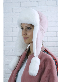 Ушанка "Норд" цвет жемчуг + белый