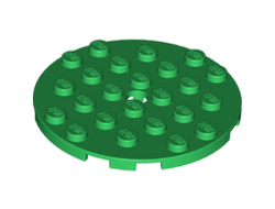 Plate, Round 6 x 6 with Hole, Green (11213 / 6097413)