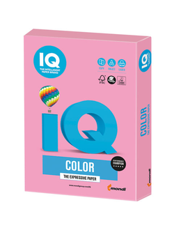 Бумага цветная IQ color, А4, 160 г/м2, 250 л., пастель, розовая, PI25