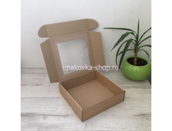 Коробка с окном 220*220*60 мм БУРЫЙ