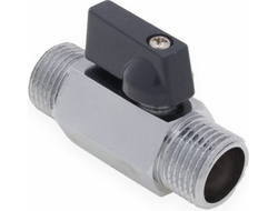 Кран шаровой "мини" хромир MM 1/2 m штуцер-штуцер ручка-флажок [52057]