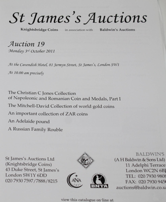 St  James`s Auctions. Auction 19.  3 October 2011. London, 2011.