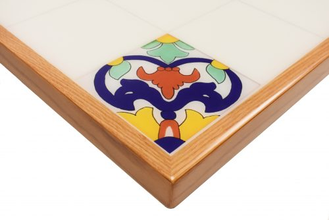 Red Oak Veneer Self-Edge Table with Digitally Printed Artwork provided by Customer