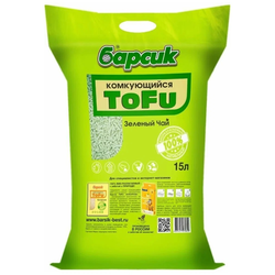 Наполнитель для кошек Барсик Тофу, Зеленый чай, комкующийся 15 л