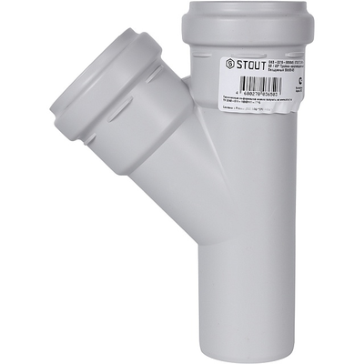 Тройник канализационный STOUT D 58х58 / 45° бесшумный (Арт. SKB-0015-585845)