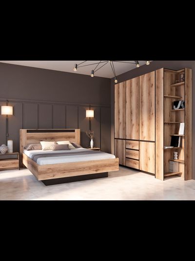 Прага Шкаф для одежды трехстворчатый Дуб Венге/Дуб Делано