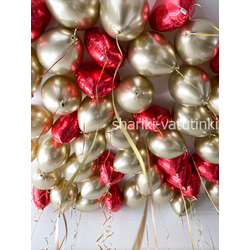 Шары под потолок, "Сердца в золоте"  (45 шт)