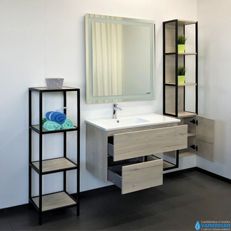 Тумба с раковиной Comforty Мальме-90, цвет дуб дымчатый