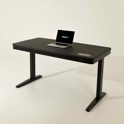 Умный стол 140×70 чёрный | массив дуба графит