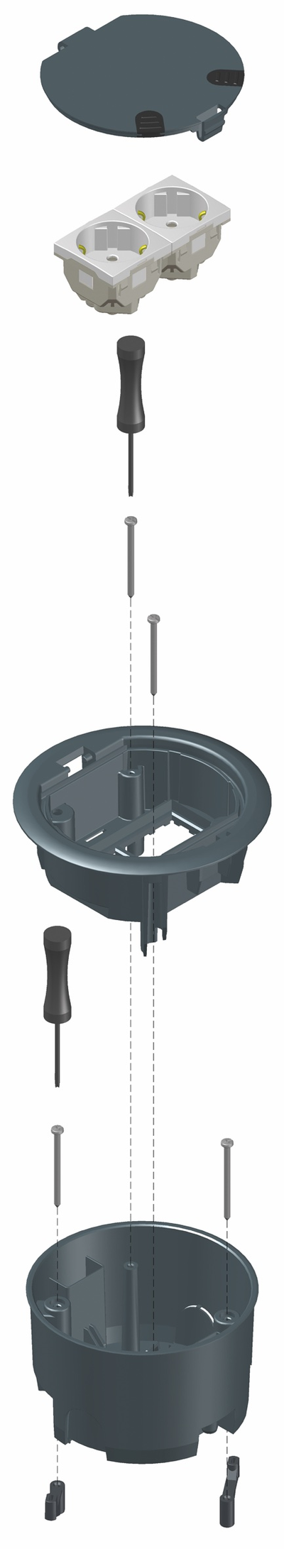 Efapel 83002 CAT, Люк для установки в пол, 4 модуля (2 розетки 45х45 мм), цвет антрацит, сборка