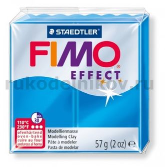 полимерная глина Fimo effect, цвет-translucent blue 8020-374 (полупрозрачный синий), вес-57 гр