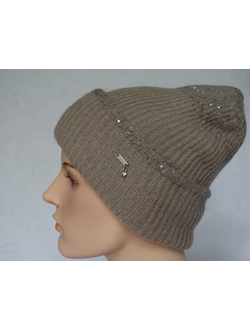Шапка ореховая зимняя с мелкими пайетками Vizio Италия 6939 CRY фото