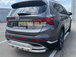 Защита заднего бампера с перемычками d60/42 для Hyundai Santa fe 2021-2024